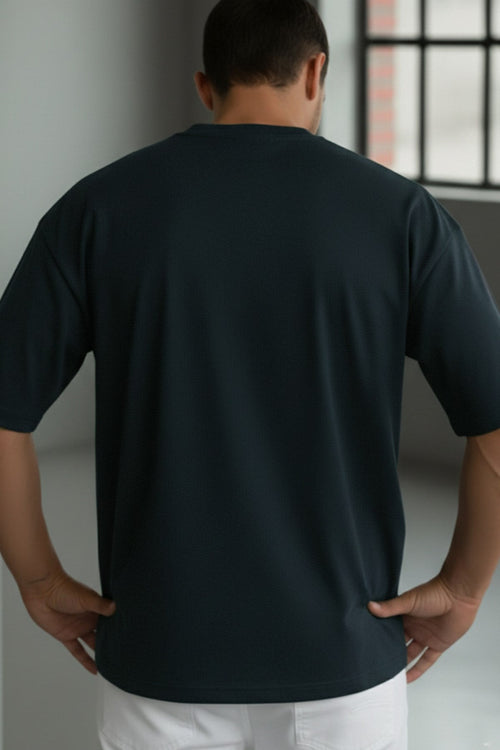 1 Adet Erkek Koyu Petrol Yeşil Basic Düz Baskısız Oversize Salas Loose Fit T-shirt
