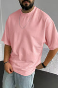 Erkek Somon Basic Düz Baskısız Oversize Salas T-Shirt