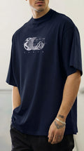 Erkek Lacivert Earth Oversize Fit Bol Geniş Kalıp Salaş Kesim T-shirt