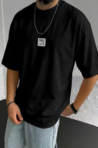 Erkek Free Life Siyah Bisiklet Yaka Oversize Salas T-Shirt