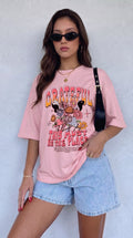Kadın Pembe Greatful Oversize T-Shirt - K2189