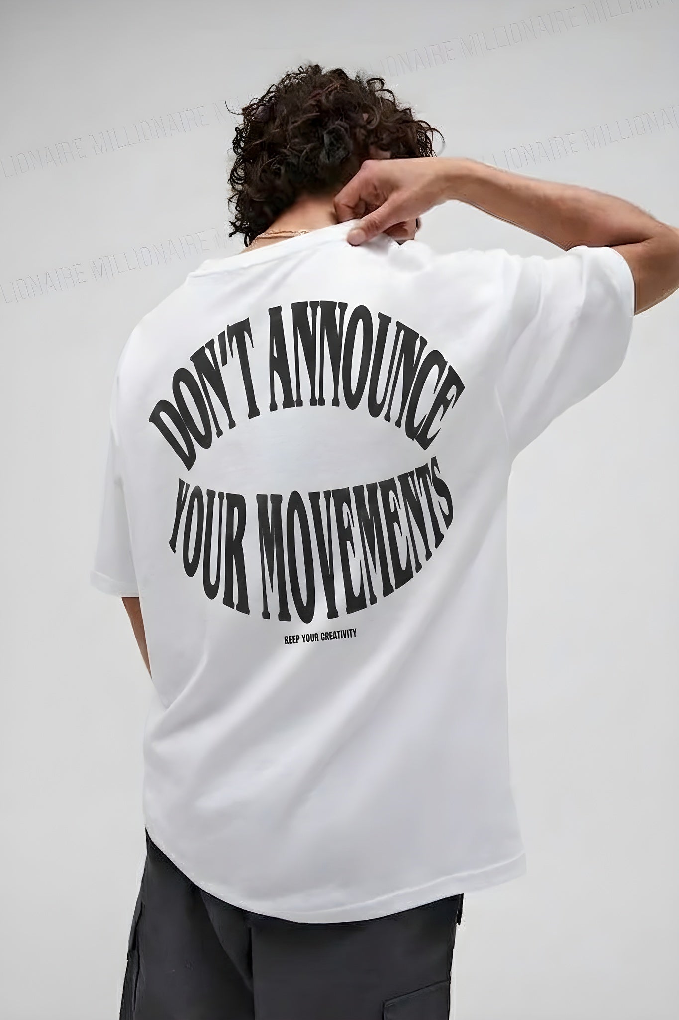 Erkek Beyaz Dont Announce Kabaran Baskı Bisiklet Yaka Oversize Salas T-Shirt