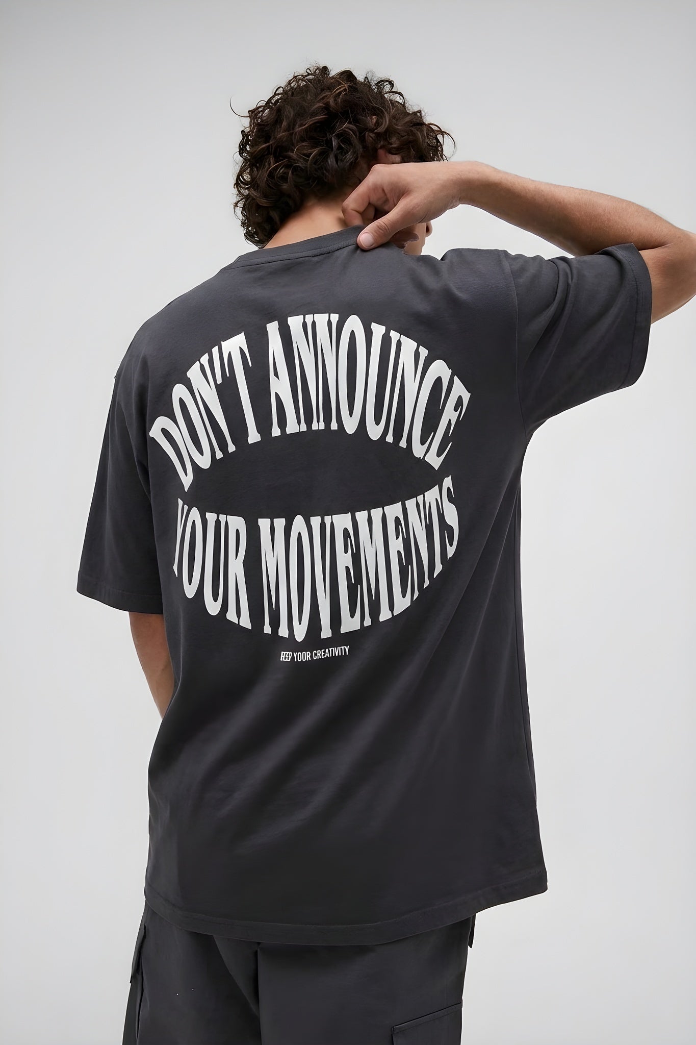 Erkek Dont Announce Kabaran Baskı Füme Bisiklet Yaka Oversize Salas T-Shirt