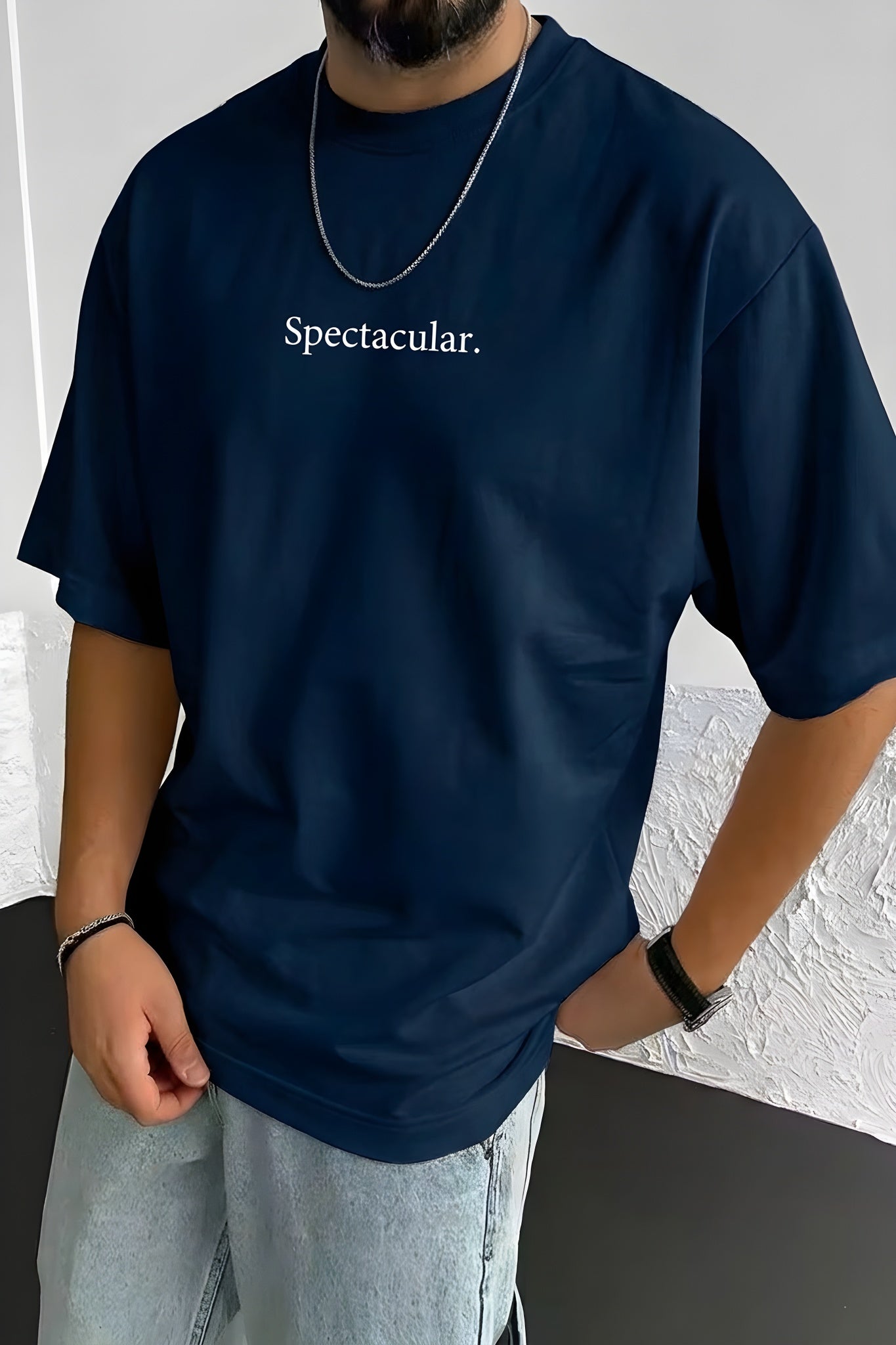 Erkek Lacivert Spectacular Oversize Salas T-Shirt