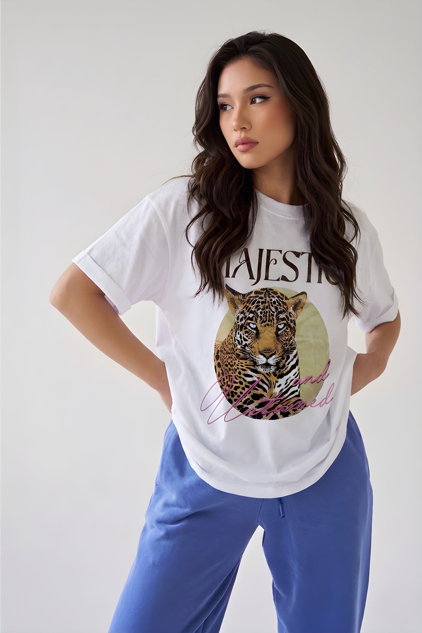 Kadın Ekru Beyaz Majestic Oversize Fit Bol Geniş Kalıp Salaş Kesim T-shirt