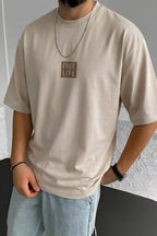 Erkek Free Life Füme Bisiklet Yaka Oversize Salas T-Shirt