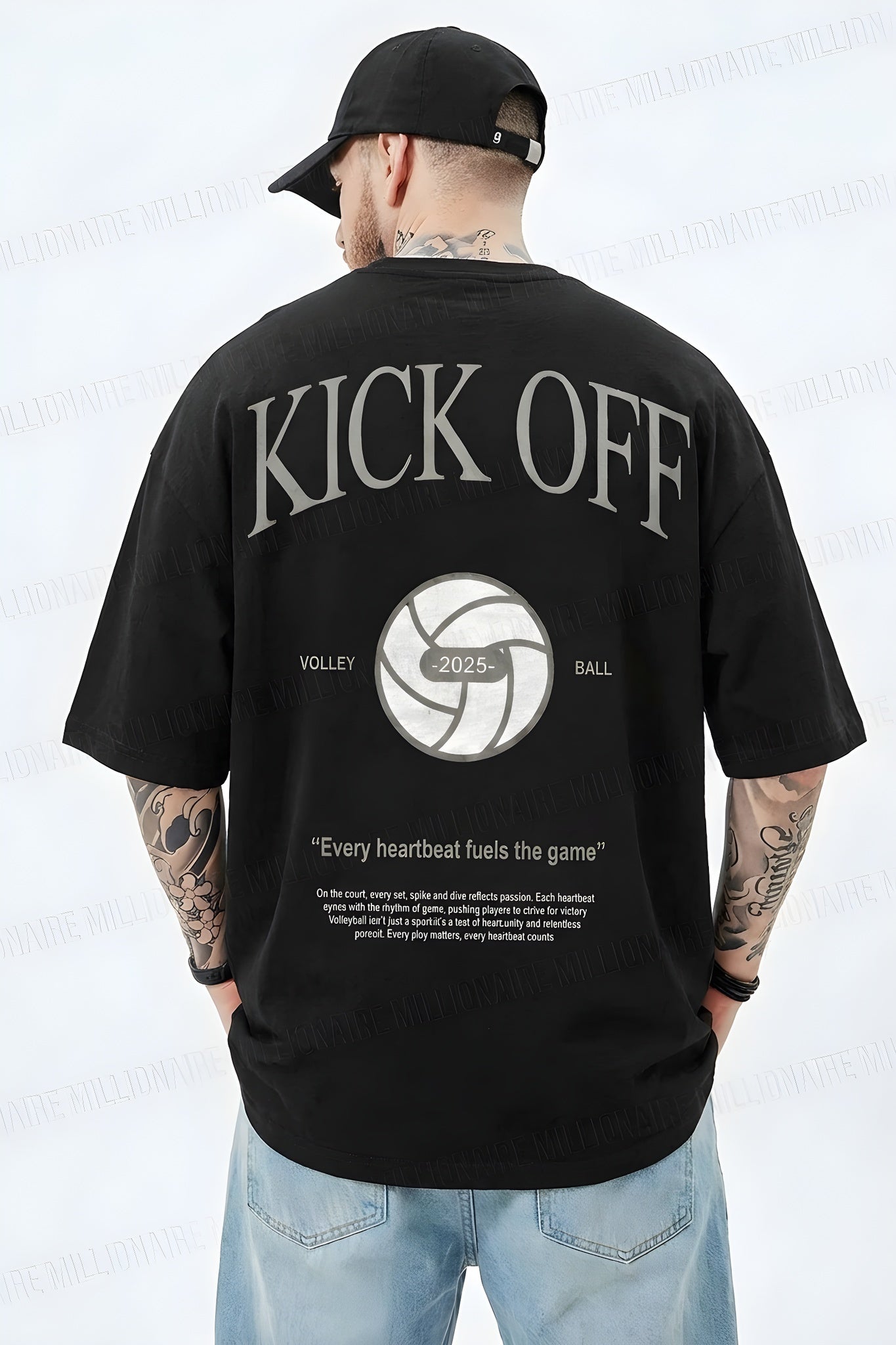 Erkek Siyah Kick Off Oversize Fit Bol Geniş Kalıp Salaş Kesim T-shirt