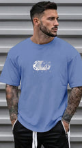 Erkek Mavi Earth Oversize Fit Bol Geniş Kalıp Salaş Kesim T-shirt