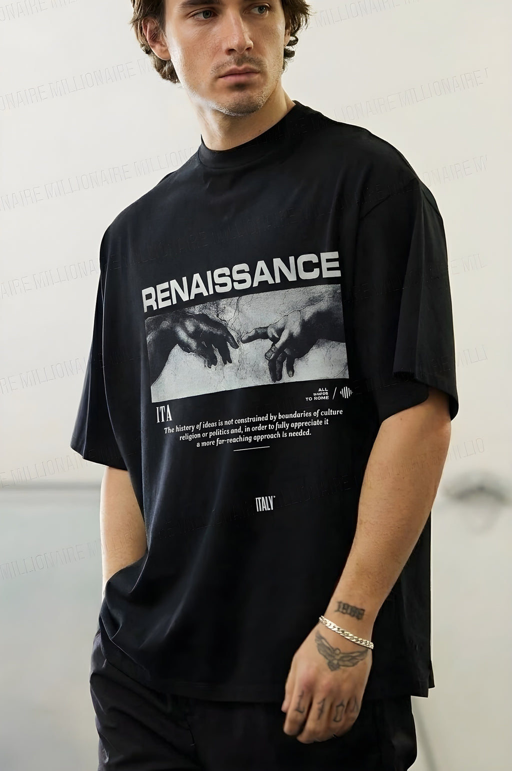 Erkek Siyah Renaissance Regular Fit Normal Kalıp T-shirt