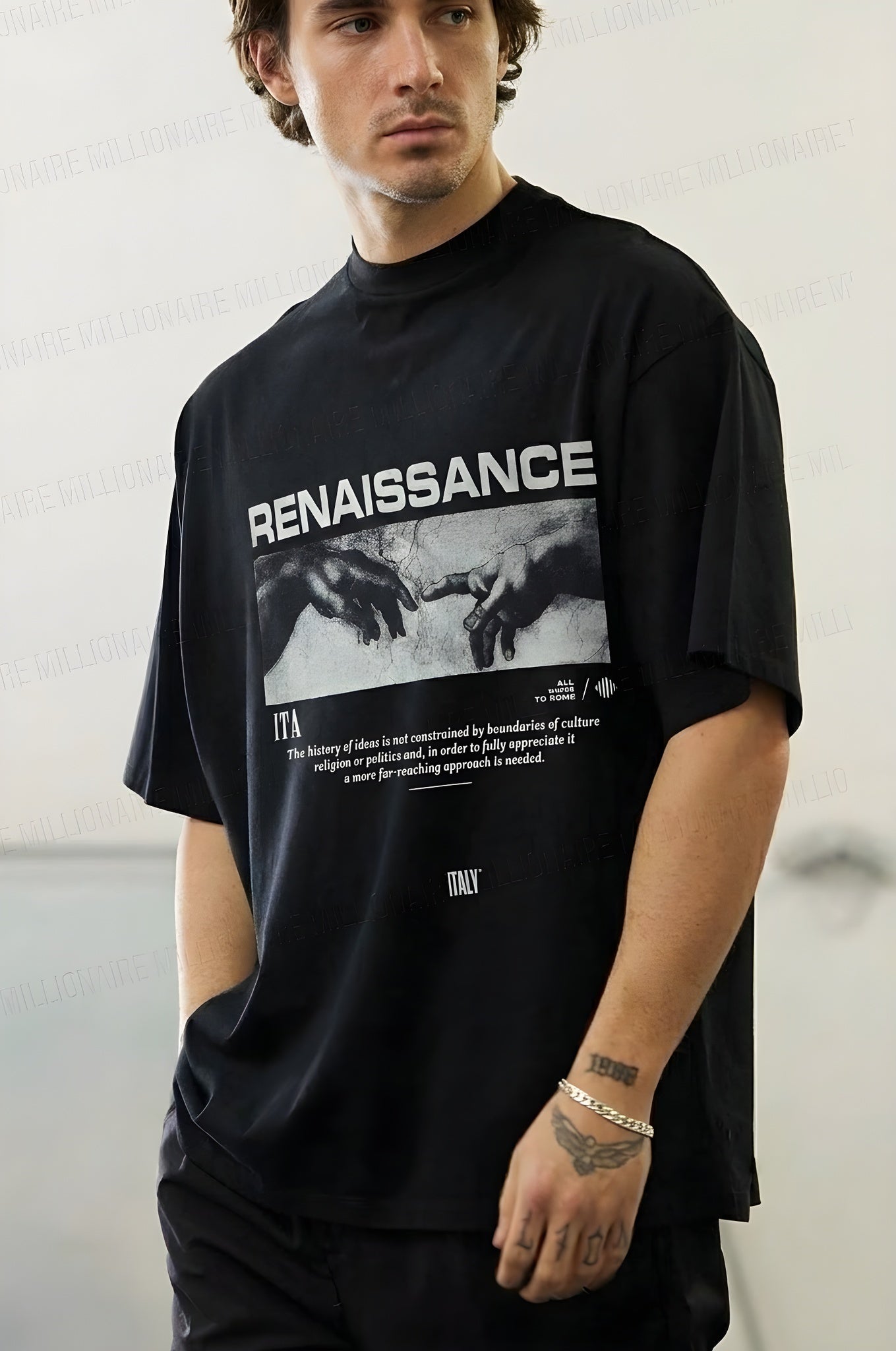 Erkek Siyah Renaissance Regular Fit Normal Kalıp T-shirt