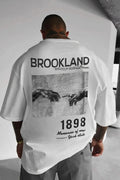 Erkek 1898 Baskılı Beyaz Oversize Salas Boyfriend T-Shirt