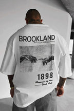Erkek 1898 Baskılı Beyaz Oversize Salas Boyfriend T-Shirt