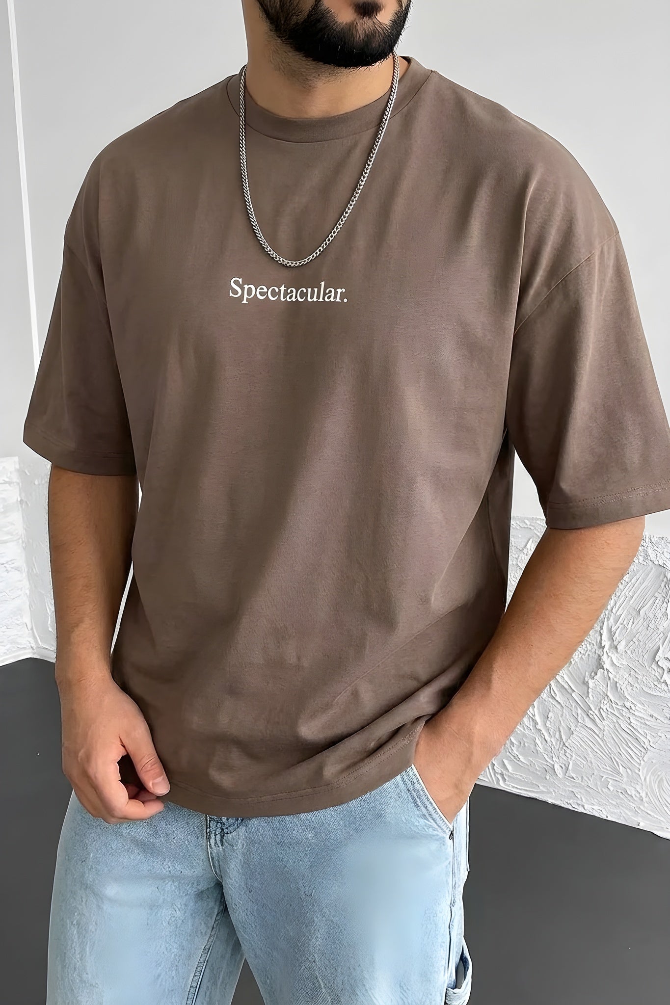 Erkek Kahverengi Spectacular Oversize Salas T-Shirt