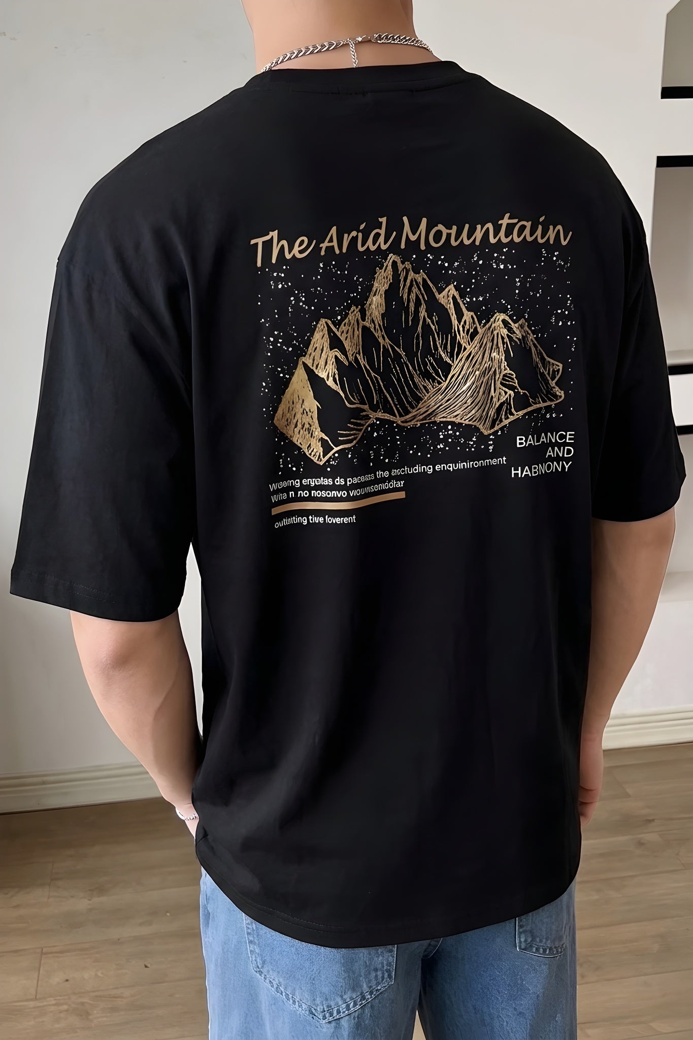 Erkek Arid Mountain Siyah Oversize Salas Boyfriend T-Shirt