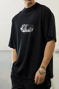 Erkek Siyah Earth Oversize Fit Bol Geniş Kalıp Salaş Kesim T-shirt