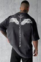 Erkek Füme I Can Fly Oversize Fit Bol Geniş Kalıp Salaş Kesim T-shirt