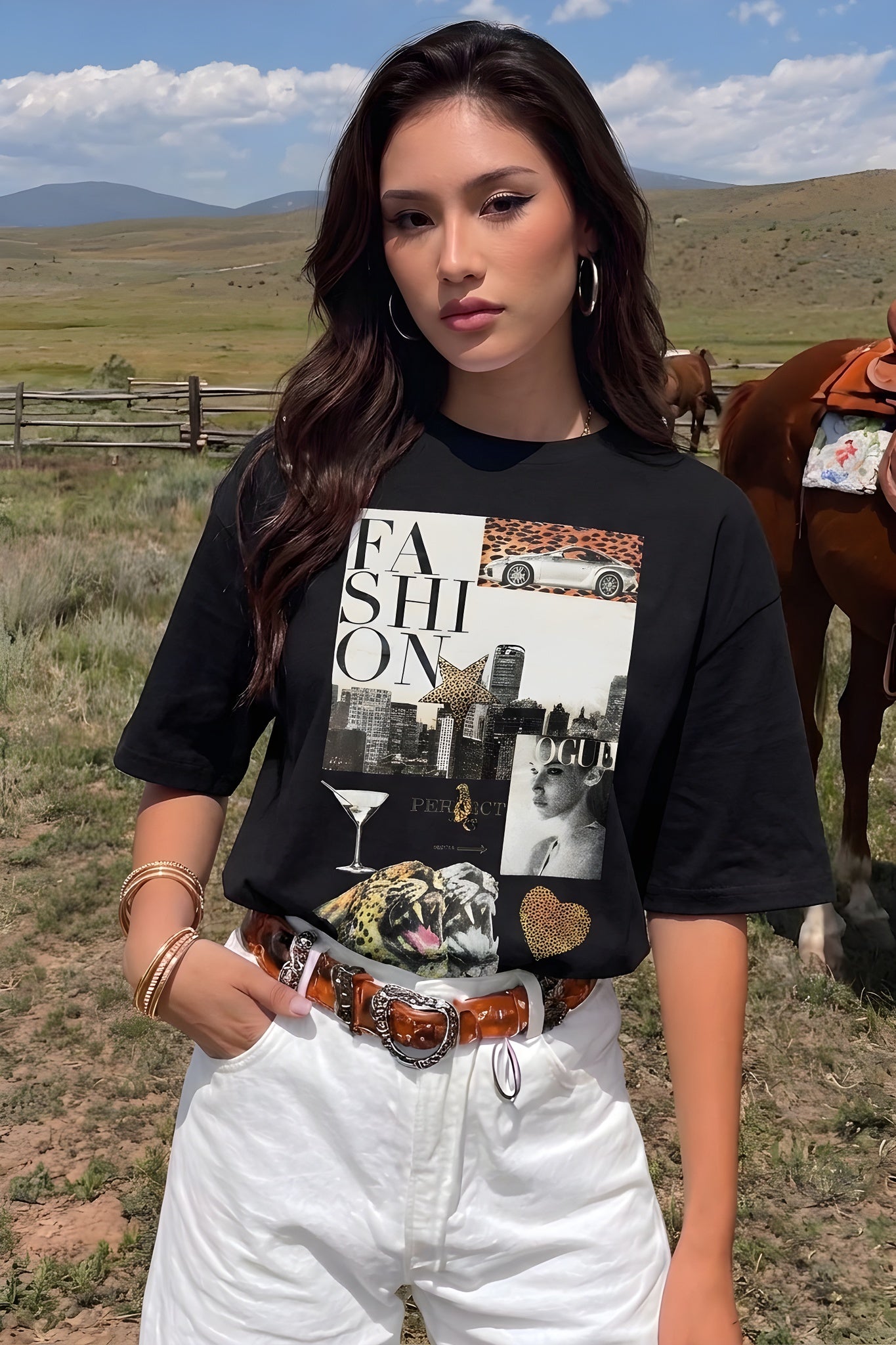 Kadın Siyah Fashion Oversize Fit Bol Geniş Kalıp Salaş Kesim T-shirt