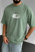 Erkek Açık Yeşil Earth Oversize Fit Bol Geniş Kalıp Salaş Kesim T-Shirt