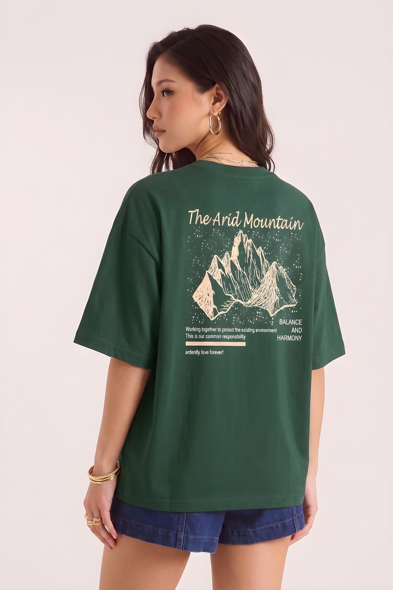 Arid Mountain Yeşil Oversize Salas Boyfriend Kadın T-Shirt