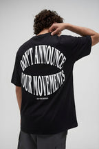 Erkek Siyah Dont Announce Kabaran Baskı Bisiklet Yaka Oversize Salas T-Shirt