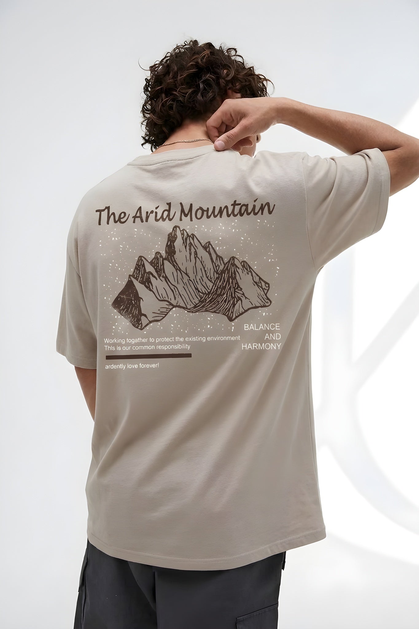 Erkek Arid Mountain Camel Oversize Salas T-Shirt