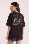 Arid Mountain Siyah Oversize Salas Boyfriend Kadın T-Shirt