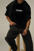 Erkek Siyah Different Oversize Fit Bol Geniş Kalıp Salaş Kesim T-shirt