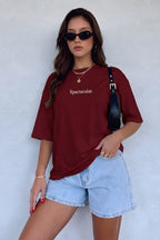 Kadın Bordo Spectacular Oversize Salas T-Shirt
