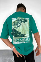 Erkek Bntn Yeşil Bonsai Oversize Fit Bol Geniş Kalıp Salaş Kesim T-shirt