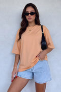 Somon Basic Düz Baskısız Oversize Salas Boyfriend Kadın T-Shirt