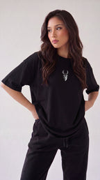 Kadın Siyah Oversize Salas Boyfriend Kadın T-shirt
