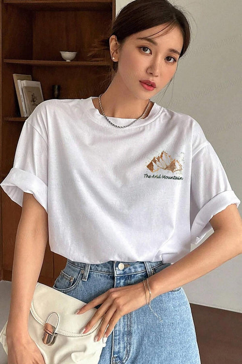 Arid Mountain Beyaz Oversize Salas Boyfriend Kadın T-Shirt
