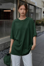 Kadın Nefti Basic Düz Baskısız Oversize Salas T-Shirt