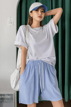 Beyaz Basic Düz Baskısız Oversize Salas Boyfriend Kadın T-Shirt