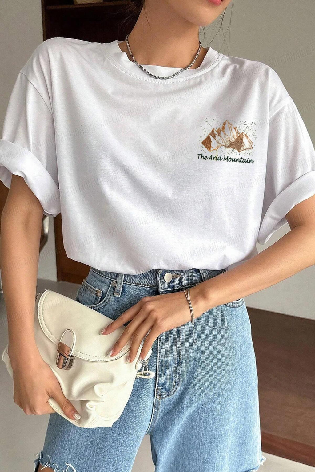 Arid Mountain Beyaz Oversize Salas Boyfriend Kadın T-Shirt