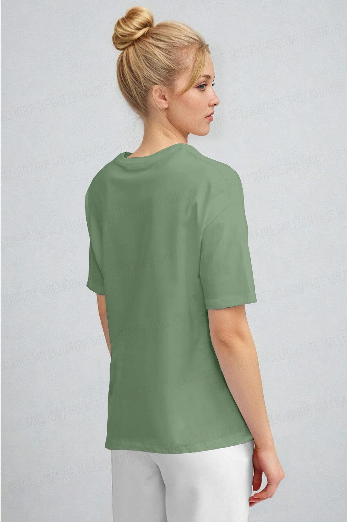 Kadın Açık Yeşil Nefes Alan Bisiklet Yaka Regular Fit Normal Kesim Baskisiz Basic T-Shirt