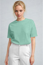 Kadın Mint Yeşili Nefes Alan Bisiklet Yaka Regular Fit Normal Kesim Baskisiz Basic T-Shirt