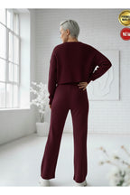 Kadın Bordo Triko Pantolon Tek Alt S-M-L Uyumlu Esnek Tek Beden
