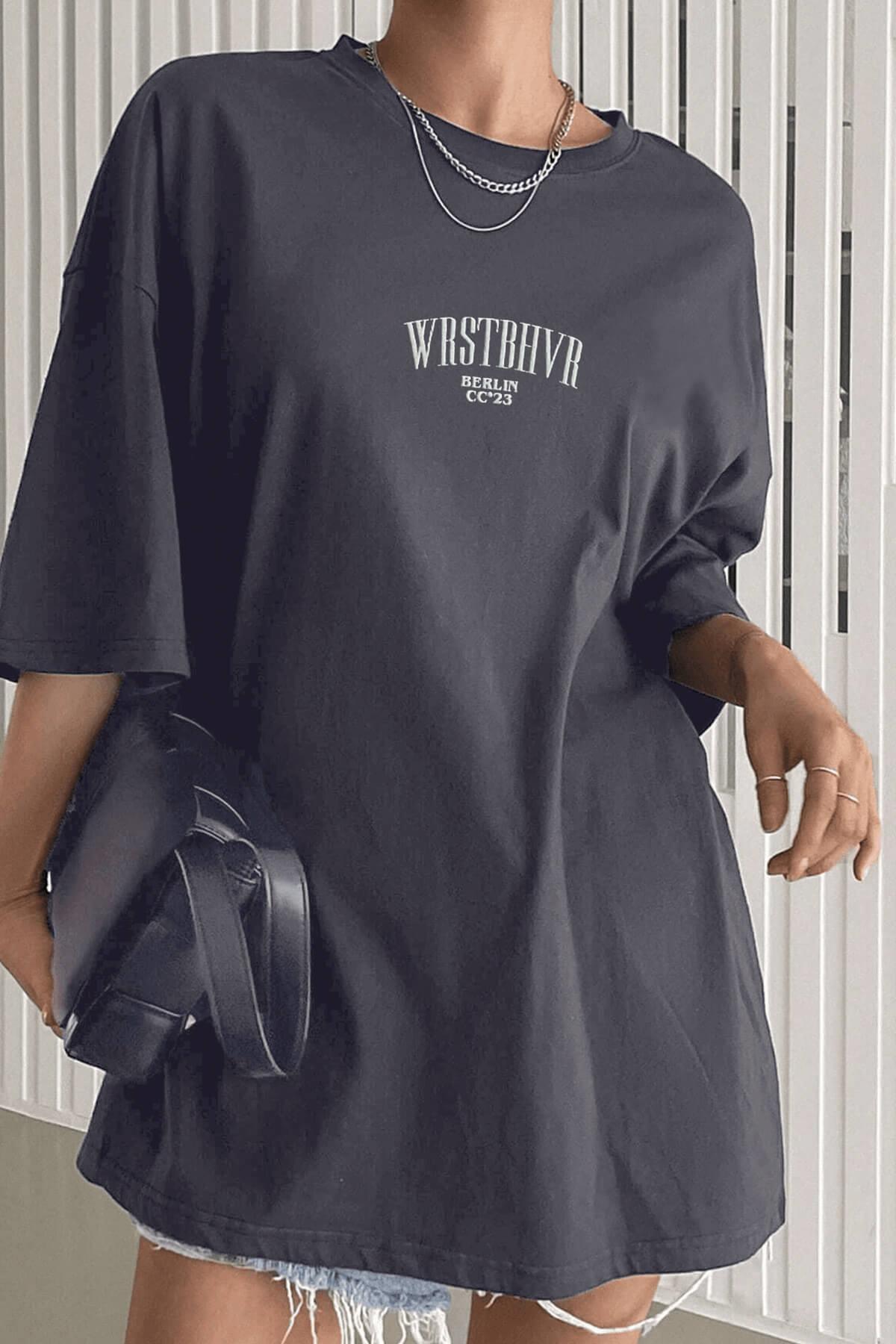 Dont Announce Füme Oversize Salas Boyfriend Kadın T-Shirt