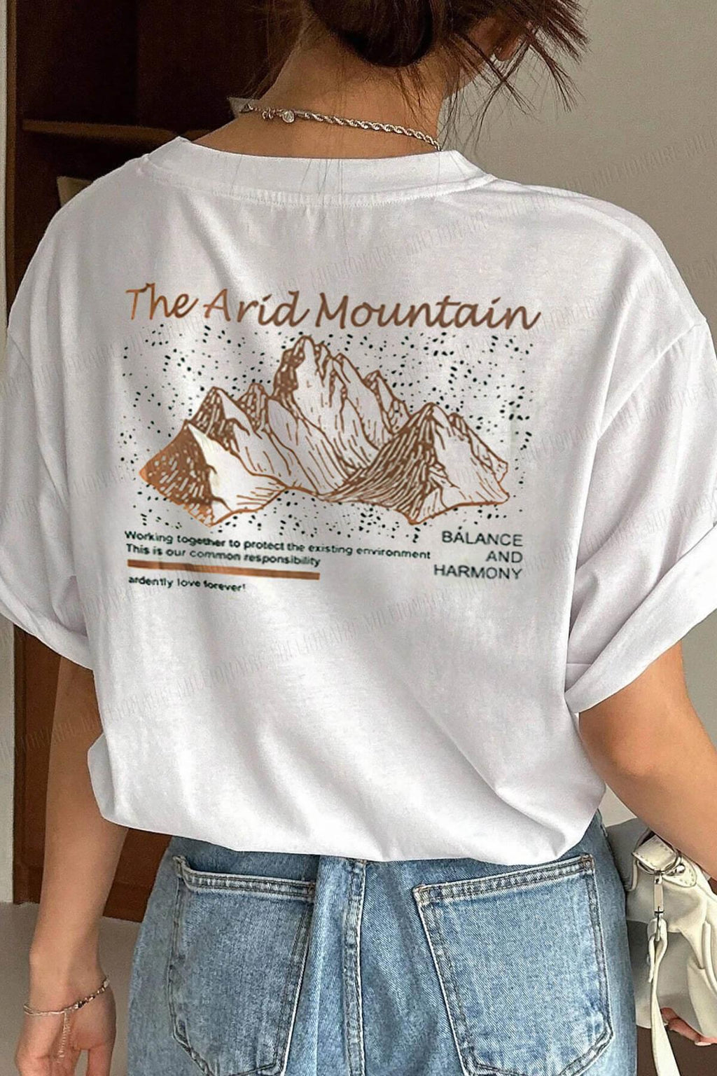Arid Mountain Beyaz Oversize Salas Boyfriend Kadın T-Shirt