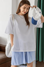 Beyaz Basic Düz Baskısız Oversize Salas Boyfriend Kadın T-Shirt