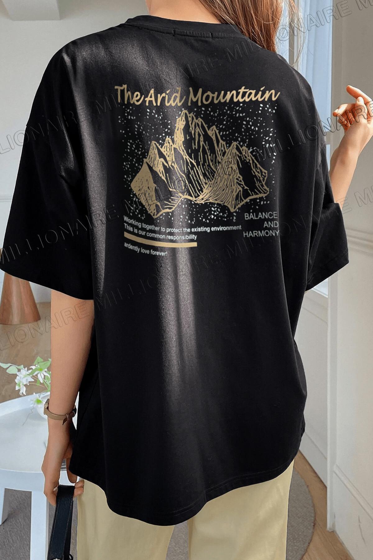 Arid Mountain Siyah Oversize Salas Boyfriend Kadın T-Shirt