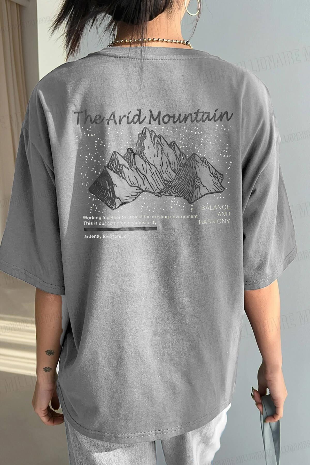 Arid Mountain Gri Oversize Salas Boyfriend Kadın T-Shirt