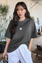 Kadın Free Life Füme Bisiklet Yaka Oversize Salas T-Shirt