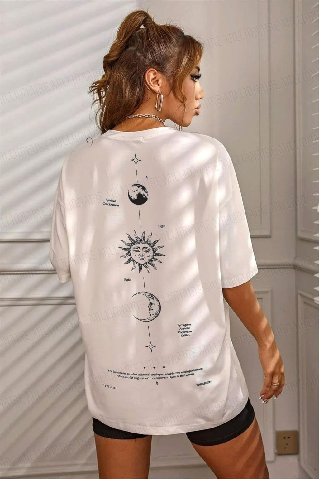 Kadın The Moon Beyaz Bisiklet Yaka Oversize Salas T-Shirt