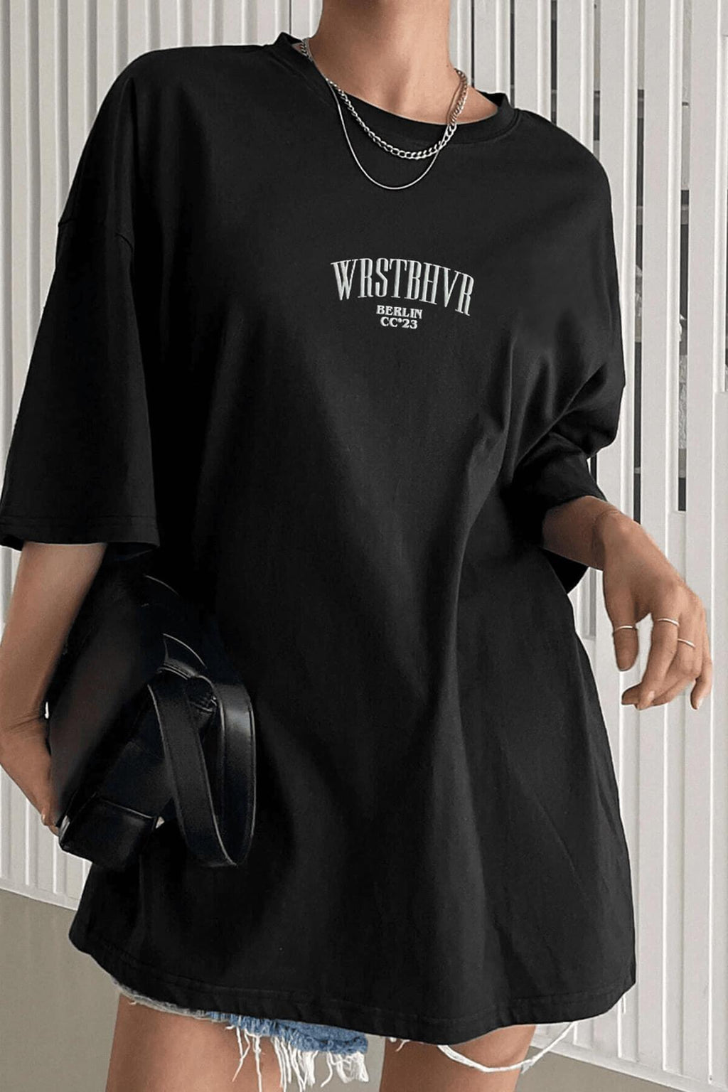 Dont Announce Siyah Oversize Salas Boyfriend Kadın T-Shirt