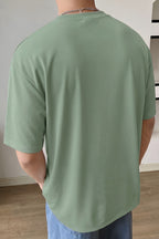 Erkek Açık Yeşil Basic Düz Baskısız Oversize Salas Boyfriend T-Shirt