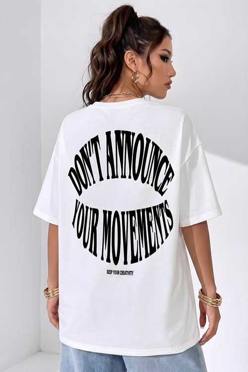 Dont Announce Beyaz Oversize Salas Boyfriend Kadın T-Shirt