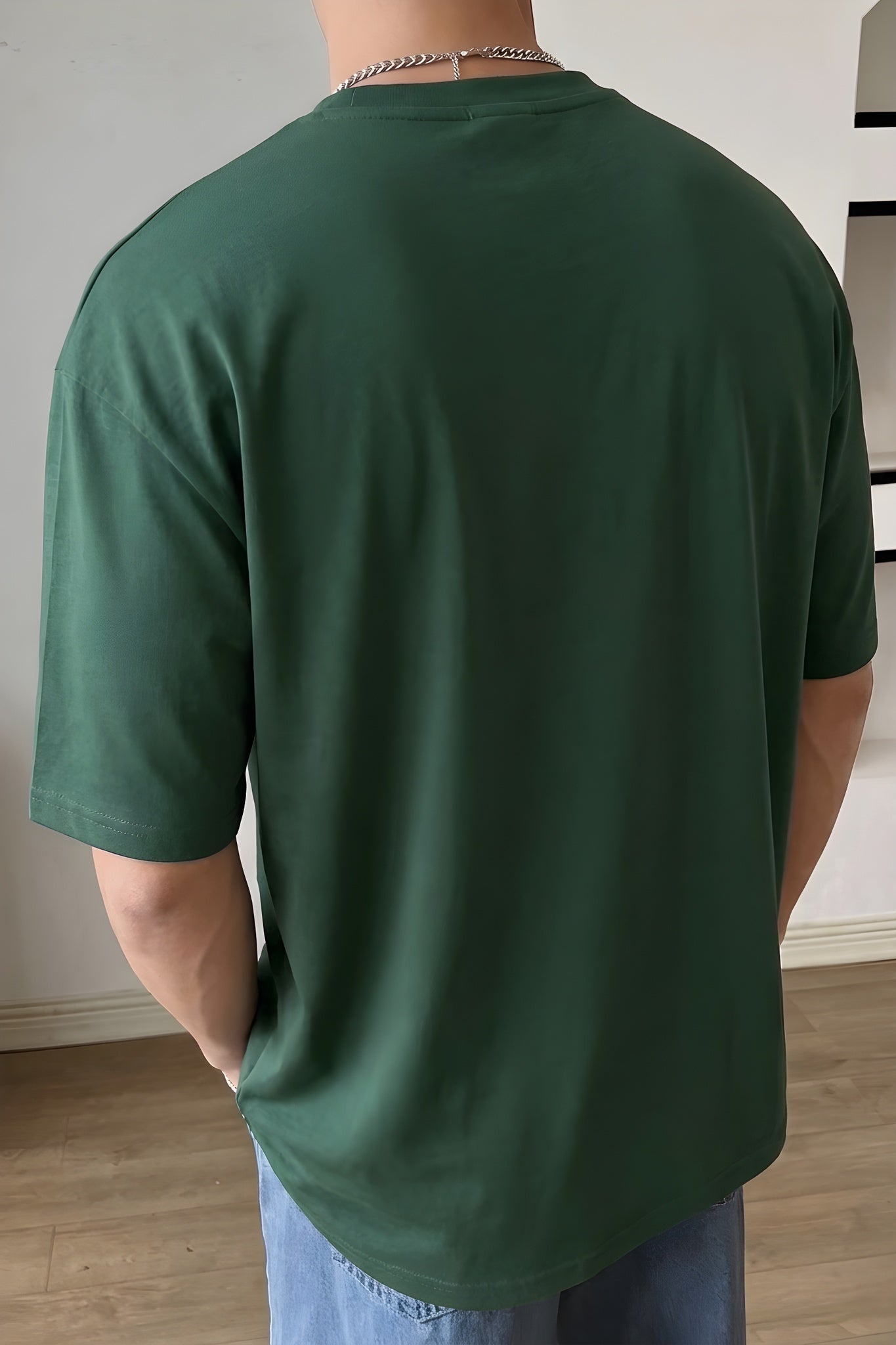 Erkek Free Life Nefti Bisiklet Yaka Oversize Salas T-Shirt