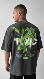 Erkek Füme Toxic Oversize Fit Bol Geniş Kalıp Salaş Kesim T-shirt
